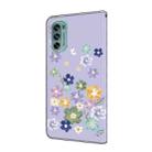 For Motorola Moto G62 5G Fresh Painted Leather Phone Case(Purple Floral) - 3