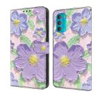 For Motorola Moto G71 5G Fresh Painted Leather Phone Case(Oil Painting Purple Flowers) - 1