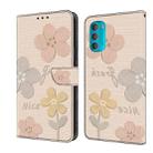 For Motorola Moto G71 5G Fresh Painted Leather Phone Case(Beige Flowers) - 1