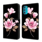 For Motorola Moto G71 5G Fresh Painted Leather Phone Case(Black Flowers) - 1