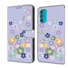 For Motorola Moto G71 5G Fresh Painted Leather Phone Case(Purple Floral) - 1