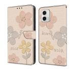 For Motorola Moto G73 Fresh Painted Leather Phone Case(Beige Flowers) - 1