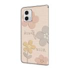 For Motorola Moto G73 Fresh Painted Leather Phone Case(Beige Flowers) - 3