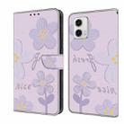 For Motorola Moto G73 Fresh Painted Leather Phone Case(Dark Purple Flowers) - 1