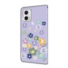 For Motorola Moto G73 Fresh Painted Leather Phone Case(Purple Floral) - 3