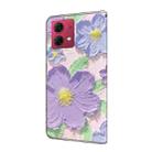 For Motorola Moto G84 Fresh Painted Leather Phone Case(Oil Painting Purple Flowers) - 3