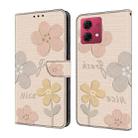 For Motorola Moto G84 Fresh Painted Leather Phone Case(Beige Flowers) - 1