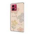 For Motorola Moto G84 Fresh Painted Leather Phone Case(Beige Flowers) - 3