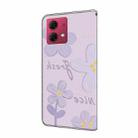 For Motorola Moto G84 Fresh Painted Leather Phone Case(Dark Purple Flowers) - 3