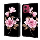 For Motorola Moto G84 Fresh Painted Leather Phone Case(Black Flowers) - 1