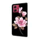 For Motorola Moto G84 Fresh Painted Leather Phone Case(Black Flowers) - 3