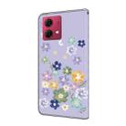 For Motorola Moto G84 Fresh Painted Leather Phone Case(Purple Floral) - 3