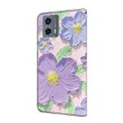 For Motorola Moto G 2023 Fresh Painted Leather Phone Case(Oil Painting Purple Flowers) - 3