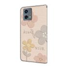 For Motorola Moto G 2023 Fresh Painted Leather Phone Case(Beige Flowers) - 3