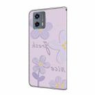 For Motorola Moto G 2023 Fresh Painted Leather Phone Case(Dark Purple Flowers) - 3