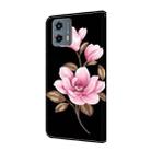 For Motorola Moto G 2023 Fresh Painted Leather Phone Case(Black Flowers) - 3
