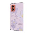 For Motorola Moto G04 Fresh Painted Leather Phone Case(Dark Purple Flowers) - 3