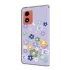 For Motorola Moto G04 Fresh Painted Leather Phone Case(Purple Floral) - 3