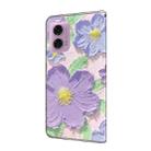 For Motorola Moto G24 Fresh Painted Leather Phone Case(Oil Painting Purple Flowers) - 3