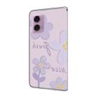 For Motorola Moto G24 Fresh Painted Leather Phone Case(Dark Purple Flowers) - 3