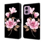 For Motorola Moto G24 Fresh Painted Leather Phone Case(Black Flowers) - 1