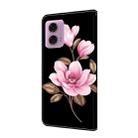 For Motorola Moto G24 Fresh Painted Leather Phone Case(Black Flowers) - 3