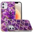 For iPhone 12 mini Plating Marble Pattern Soft TPU Protective Case(Purple) - 1