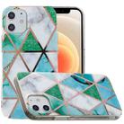 For iPhone 12 mini Plating Marble Pattern Soft TPU Protective Case(Green White) - 1