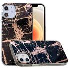 For iPhone 12 mini Plating Marble Pattern Soft TPU Protective Case(Black Gold) - 1