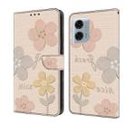 For Motorola Moto G24 Power Fresh Painted Leather Phone Case(Beige Flowers) - 1