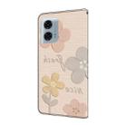 For Motorola Moto G24 Power Fresh Painted Leather Phone Case(Beige Flowers) - 3