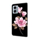 For Motorola Moto G24 Power Fresh Painted Leather Phone Case(Black Flowers) - 3
