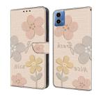 For Motorola Moto G34 Fresh Painted Leather Phone Case(Beige Flowers) - 1