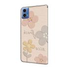 For Motorola Moto G34 Fresh Painted Leather Phone Case(Beige Flowers) - 3