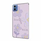 For Motorola Moto G34 Fresh Painted Leather Phone Case(Dark Purple Flowers) - 3