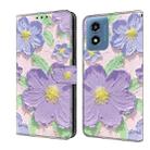 For Motorola Moto G Play 2024 Fresh Painted Leather Phone Case(Oil Painting Purple Flowers) - 1