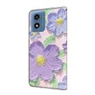 For Motorola Moto G Play 2024 Fresh Painted Leather Phone Case(Oil Painting Purple Flowers) - 3