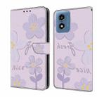 For Motorola Moto G Play 2024 Fresh Painted Leather Phone Case(Dark Purple Flowers) - 1