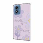 For Motorola Moto G Play 2024 Fresh Painted Leather Phone Case(Dark Purple Flowers) - 3