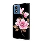 For Motorola Moto G Play 2024 Fresh Painted Leather Phone Case(Black Flowers) - 3