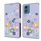 For Motorola Moto G Play 2024 Fresh Painted Leather Phone Case(Purple Floral) - 1