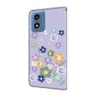 For Motorola Moto G Play 2024 Fresh Painted Leather Phone Case(Purple Floral) - 3