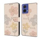 For Motorola Moto G85 Fresh Painted Leather Phone Case(Beige Flowers) - 1