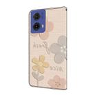 For Motorola Moto G85 Fresh Painted Leather Phone Case(Beige Flowers) - 3