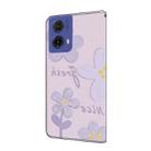 For Motorola Moto G85 Fresh Painted Leather Phone Case(Dark Purple Flowers) - 3