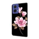 For Motorola Moto G85 Fresh Painted Leather Phone Case(Black Flowers) - 3