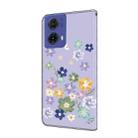 For Motorola Moto G85 Fresh Painted Leather Phone Case(Purple Floral) - 3