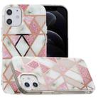 For iPhone 12 / 12 Pro Plating Marble Pattern Soft TPU Protective Case(Pink) - 1