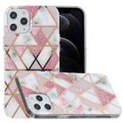 For iPhone 12 / 12 Pro Plating Marble Pattern Soft TPU Protective Case(Pink) - 1