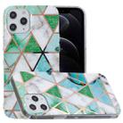 For iPhone 12 / 12 Pro Plating Marble Pattern Soft TPU Protective Case(Green White) - 1